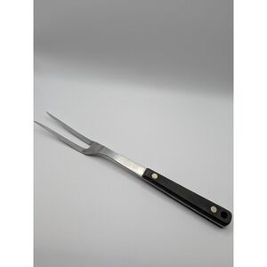Vtg ECKO FLINT Meat Fork Carving Stainless Vanadium‎ Black Handle ~13.75" USA